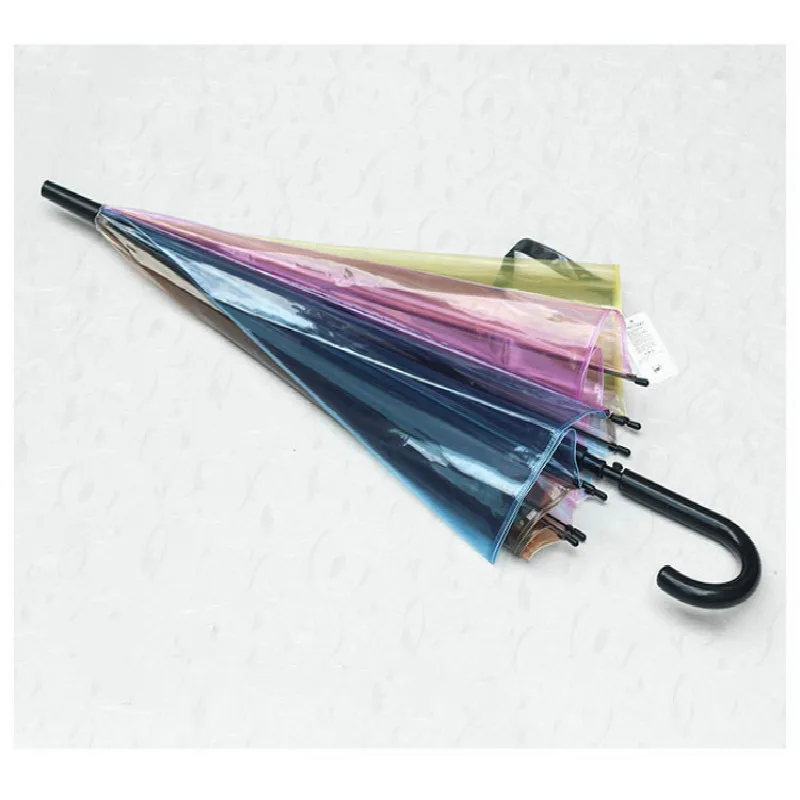 Цветной Зонтик креативный Радужный прозрачный маленький свежий автоматический зонт с длинной ручкой