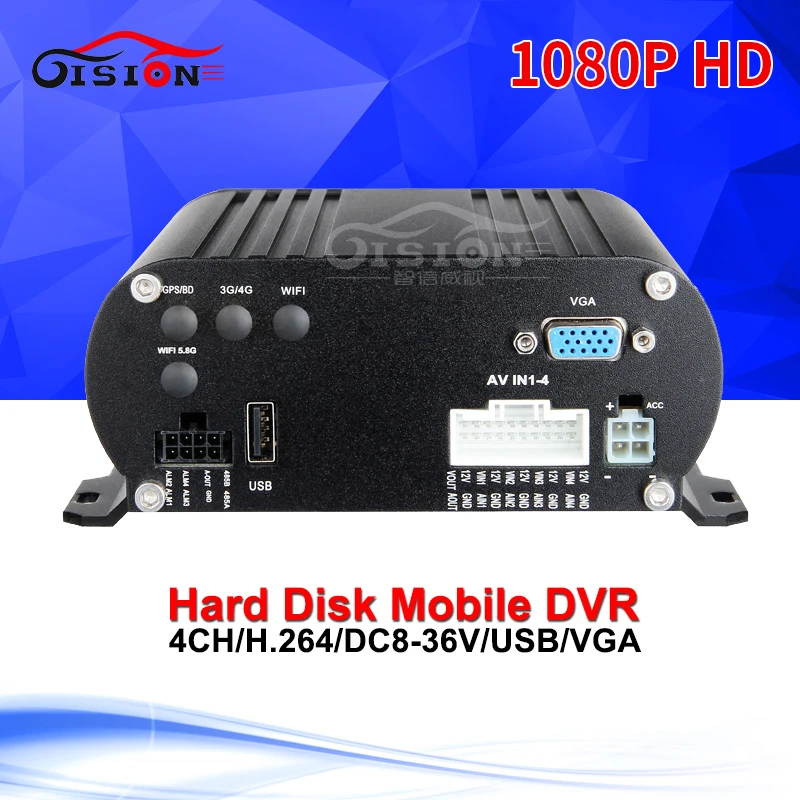 Car Mobile DVR 4CH Video/Audio Input with IR Remote Controller Encrption HDD AHD 1080P Digital Video Recorder For Bus/Taxi