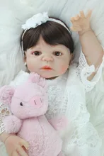 55cm Full Silicone Body Reborn Girl Baby Doll Toy Lifelike Vinyl Princess Toddler Doll Birthday Gift Present Girl Brinquedos
