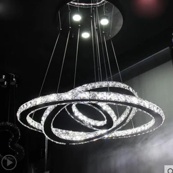 

Modern Creative Circular Restaurant Lighting Stainless Steel Art Living Room Light Round led Crystal Chandelier LED lighting led