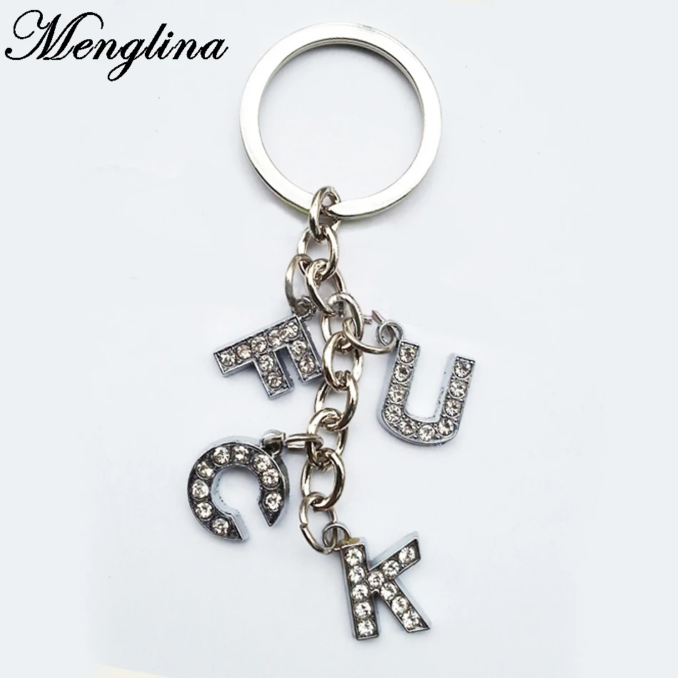 Menglina Fashion Rhinestone Crystal Keychain Silver Color Mix Metal