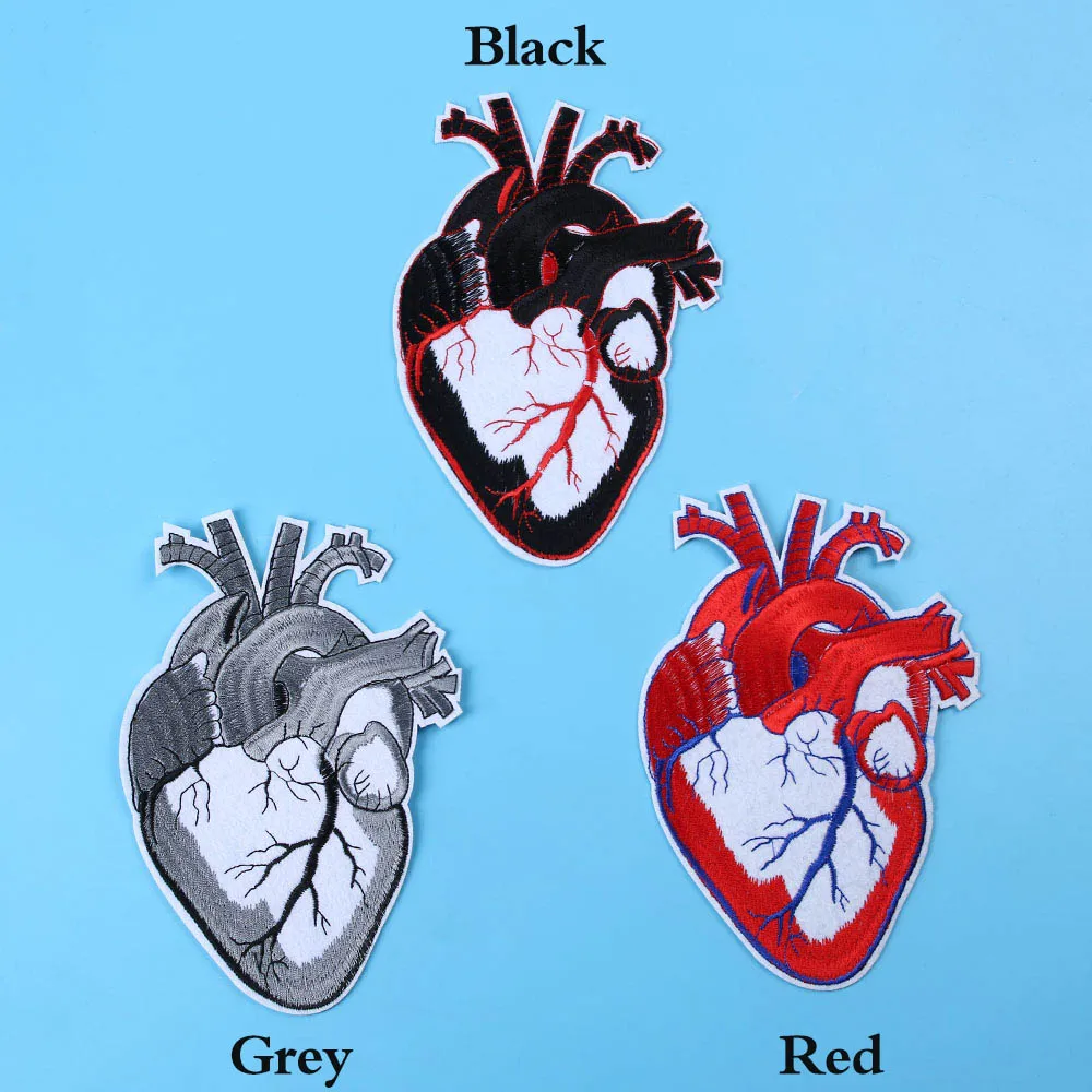 3 шт./компл. сердце вышитое Железо на патч Анатомическое Сердце Патч цветок в форме сердца, подарочный для доктора медсестры гранж патчи