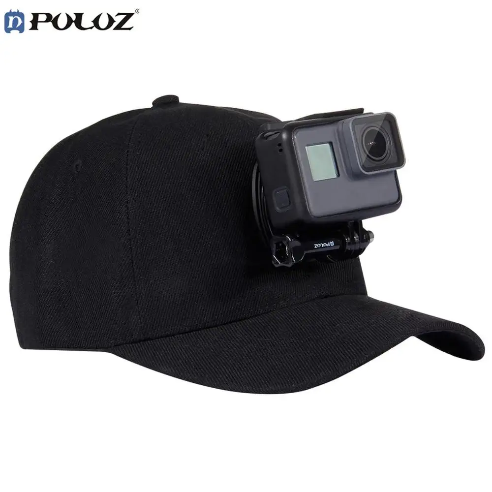 PULUZ регулируемая крышка Спортивная камера шляпа для Gopro аксессуары с винтами и J база для гоу-про для GoPro HERO 6 5 4/5 4 Session - Цвет: black