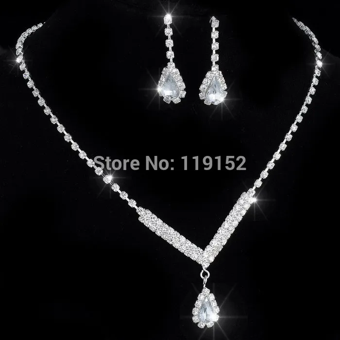 Хрустальное теннисное ожерелье, набор из прозрачных и серебряных украшений для невесты, подружки невесты, обручальное и свадебное ожерелье и серьги, наборы