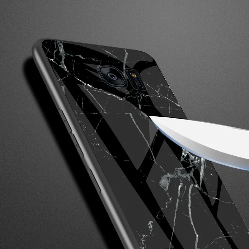 Для samsung Galaxy S7 edge чехол Роскошный Мраморный зернистый жесткий закаленное стекло защитный чехол на заднюю панель для samsung S7 S7edge оболочка