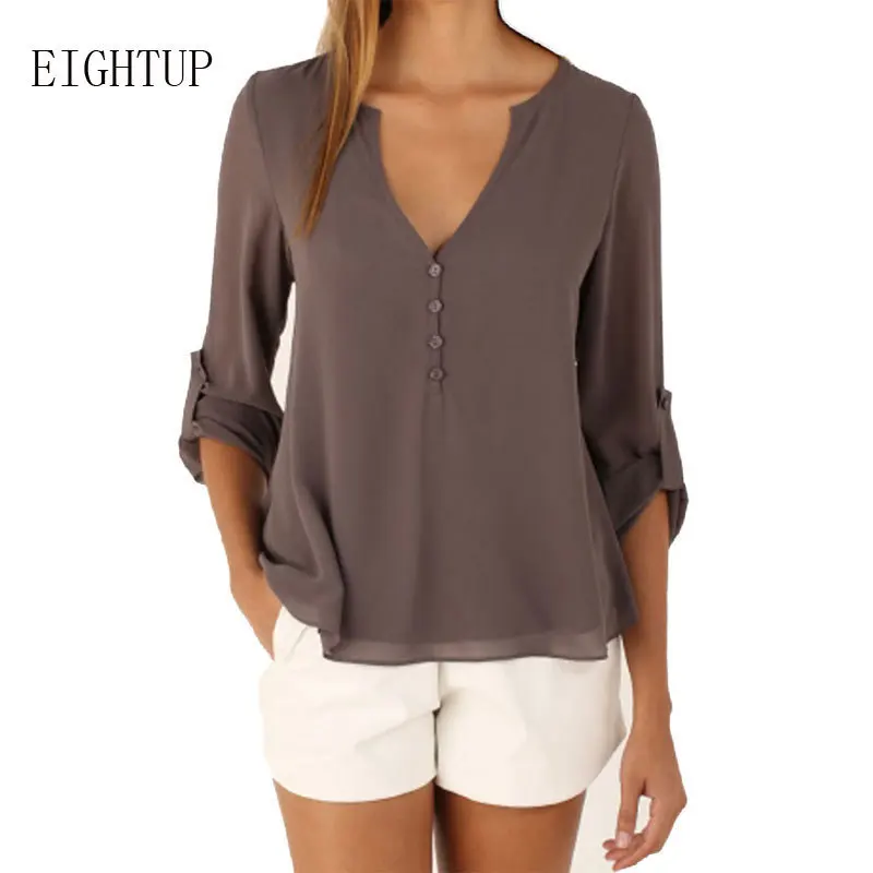 women-solid-blouse-tops-v-neck-vintage-spring-autumn-shirt-clothing-casual-roll-up-sleeve-chiffon-blouse-blusas-blusa