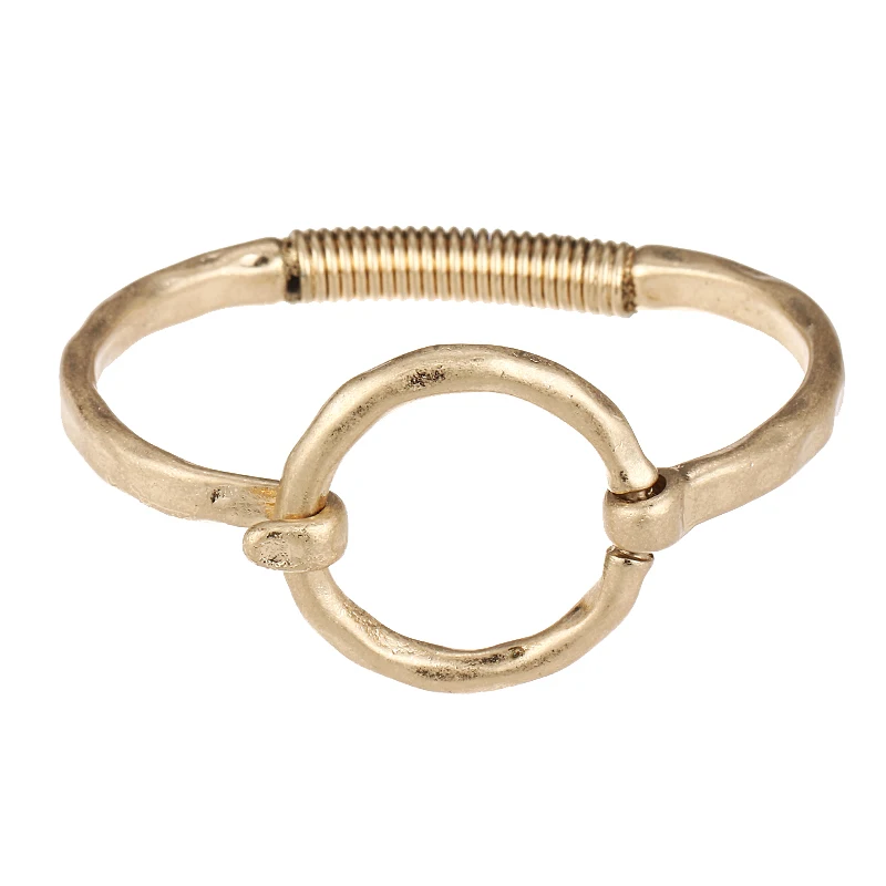 Yhpup Модный Медный Круглый браслет для женщин, массивный очаровательный трендовый простой браслет, украшения, подарки для девочек - Окраска металла: B597