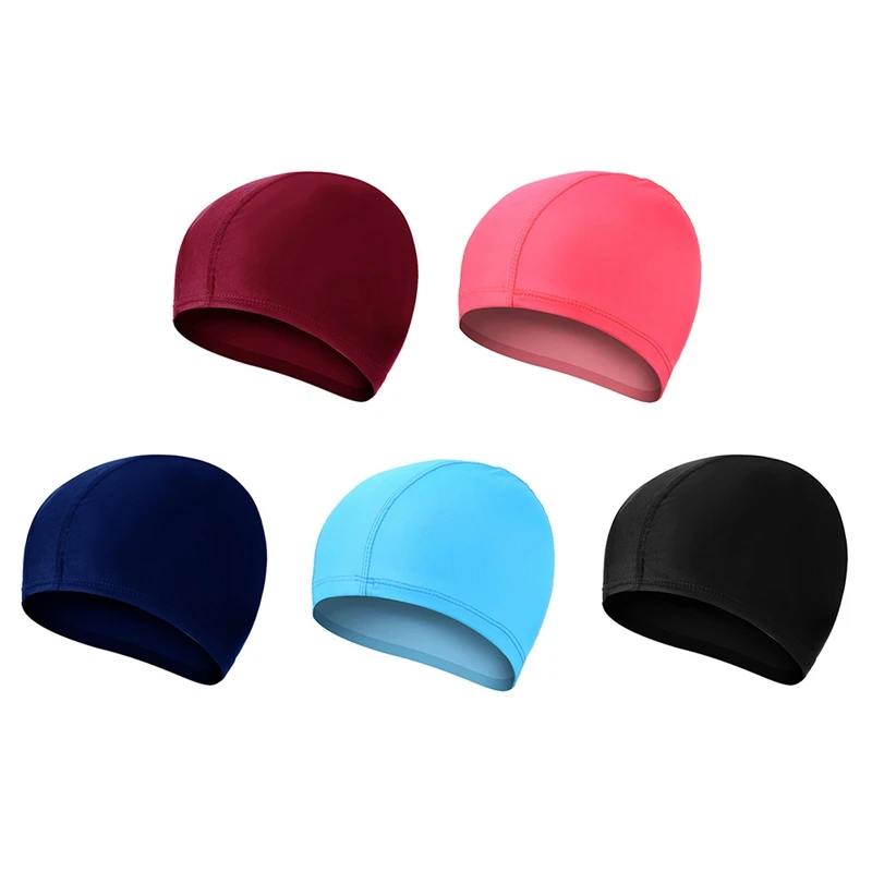

2019 Elastic Waterproof PU Fabric Protect Ears Long Hair Sports Swim Pool Hat Swimming Cap Free size for Men & Women Solid Color