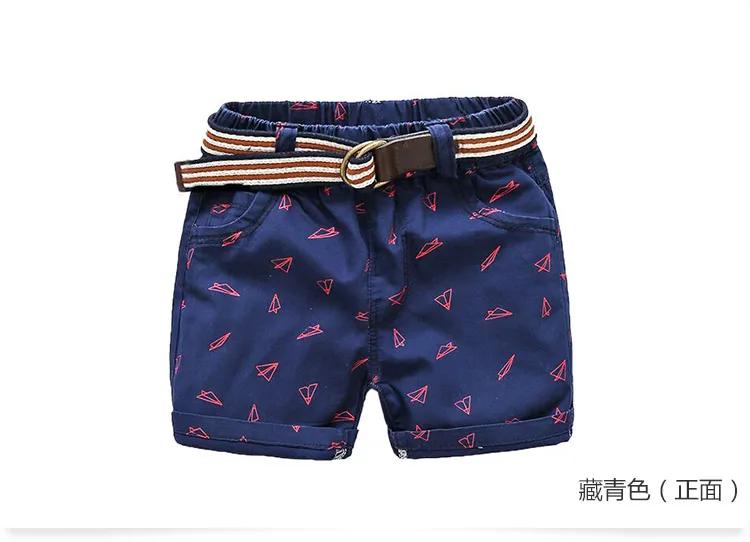 2018 Hot Summer Fashion 2-10 Years Children Kids Fly Paper Air Plane Print Pocket Above Knee Length Boys Short Pants With Belt (4)