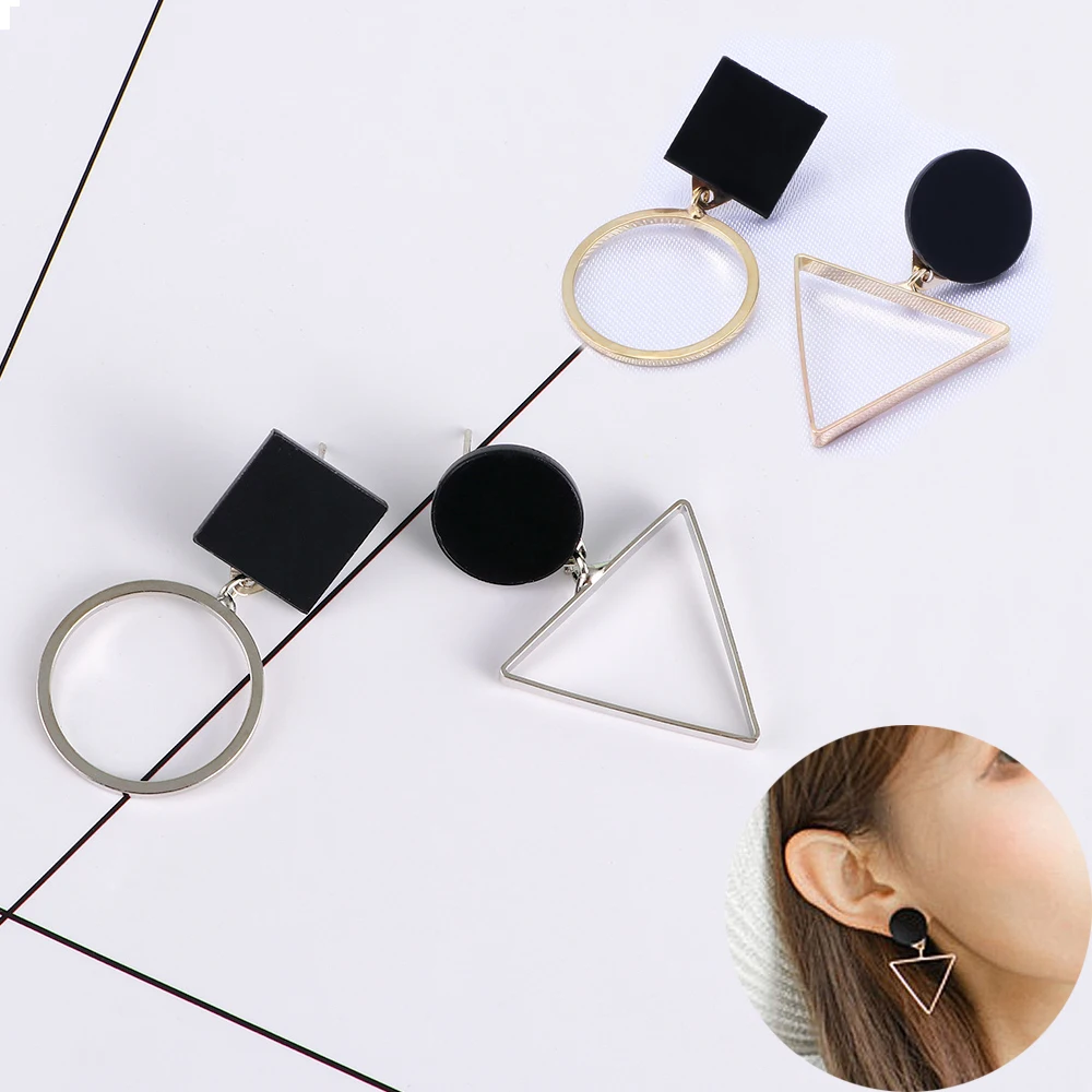 

Fashion Asymmetric Triangle Earrings For Women Round Triangle Design Irregular Elegant Earrings For Birthday Gift Women Brincos