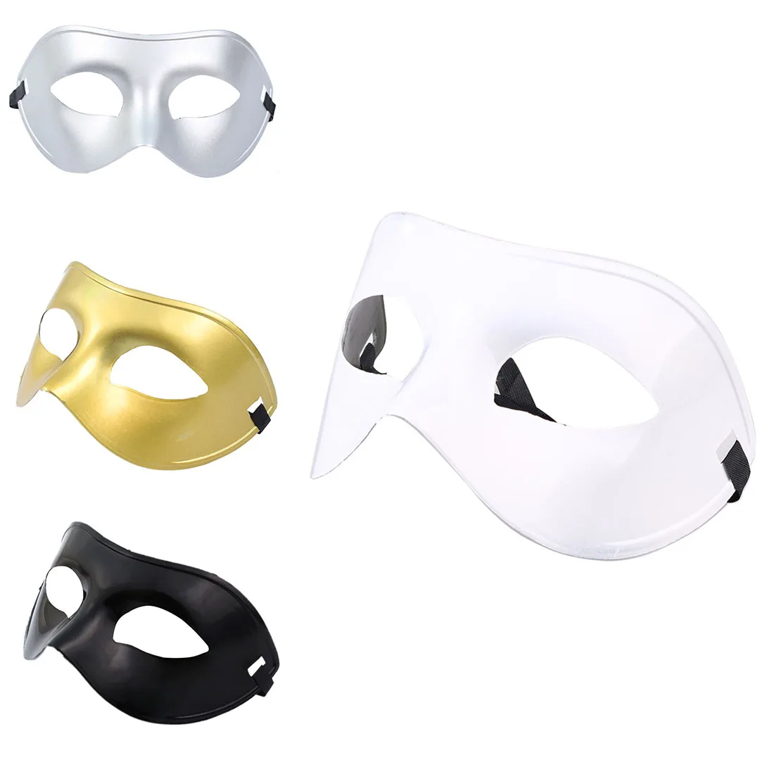 MASQUERADE BLACK GOLD HALF FACE MASK Unisex Fancy Dress Costume Accessory