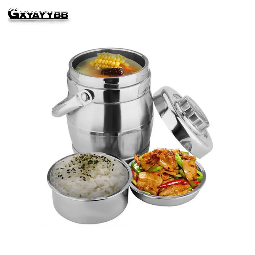 GXYAYYBB New 3 Layer Double Layer Stainless Steel Thermal Lunch Boxs