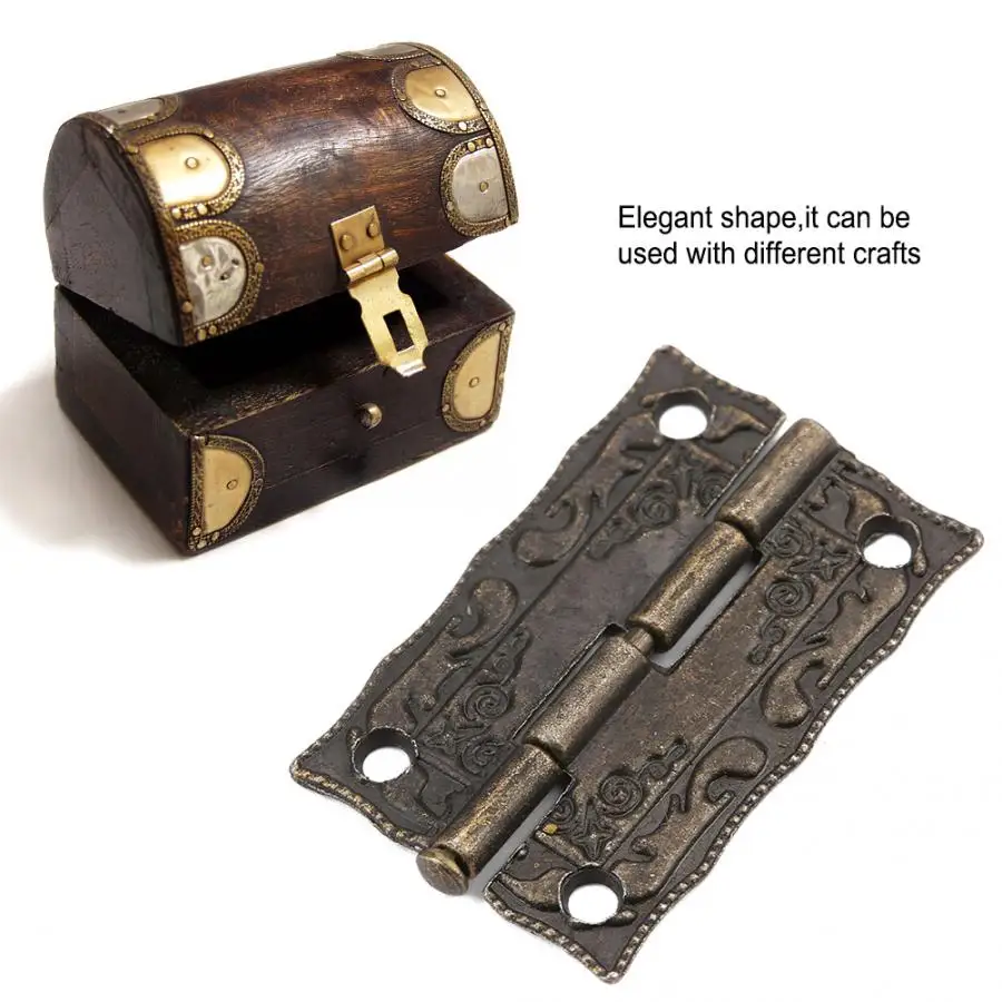

10Pcs Antique Door Hinges Zinc Alloy Bronze Furniture Hinge Cabinet Door Drawer Wooden Box Connect Tool charniere meuble bois