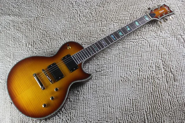 Cheap The new sunset color body electric guitar, shells bezel, active pickups, rosewood fingerboard, free shipping!