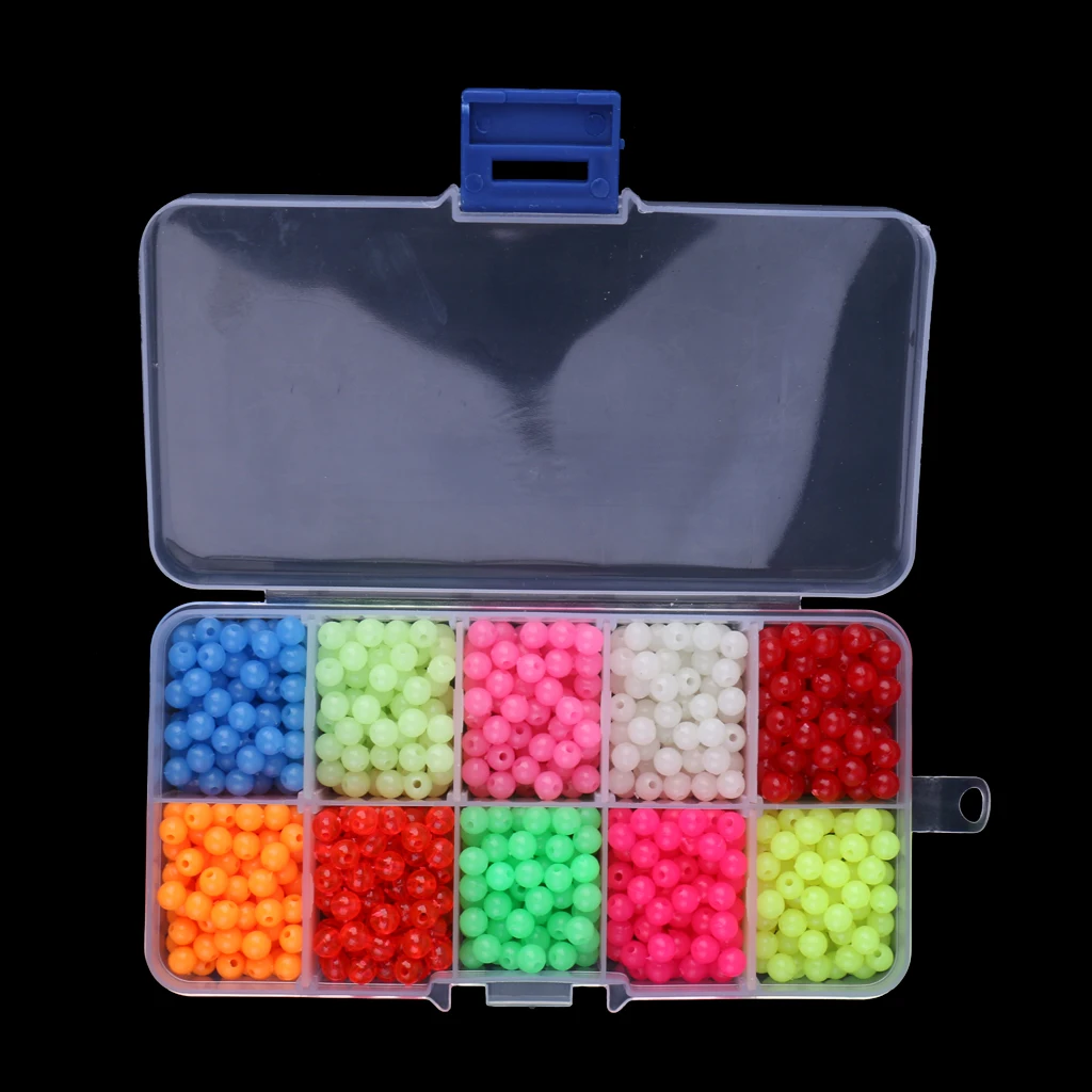 

1000 Pieces Luminous Fishing Beads Lure Night Glow Beads Fishing Beads Kit Fishing Tackle Tools for Stream Pool Lake River