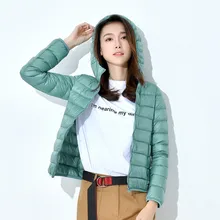 Бренд, 90% белый утиный пух, ультра легкие куртки для женщин, осенне-зимнее пальто с капюшоном, портативная Женская тонкая парка на молнии размера плюс