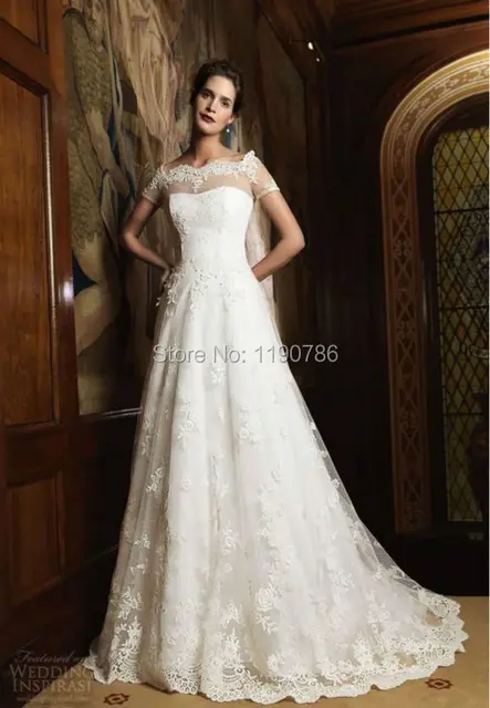 Ethereal Off Shoulder Short Sleeves Wedding Dresses Empire Waist Ethereal Off Shoulder Short Sleeves Wedding Dresses Empire Waist Sweep Train A Line Gowns