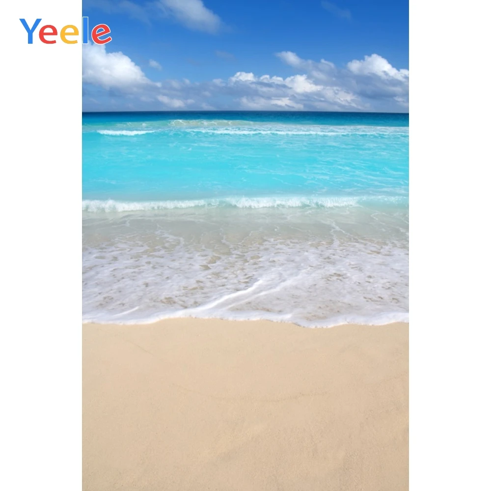 Фоны для фотосъемки Yeele с изображением голубого неба облаков морской волны пляжа