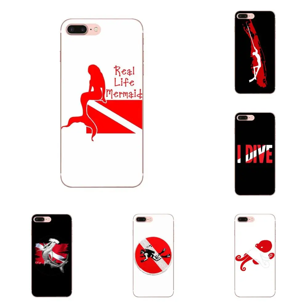 

For Huawei P7 P8 P9 P10 P20 P30 Lite Mini Plus Pro 2017 2018 2019 Soft Cover Cases Diver Down Scuba Flag