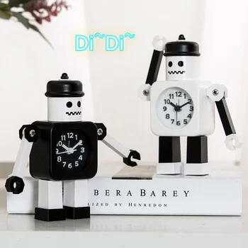 

Children Cartoon Mute Creative Multi-function Robot Bedside Clock Student Boy Metal Alarm Clock Ornament Gift for Boy 3DNZG04