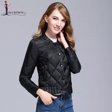 Осень зимняя куртка-пуховик Женская мода свет тонкий 90% белый верхняя одежда на утином пуху большой женский размер тонкий короткие парки LDT527