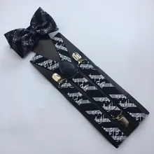 Модная Поставка мужских музыкальных галстуков-бабочок, версия музыкального принта, взрослые ремни, три зажима, подтяжки