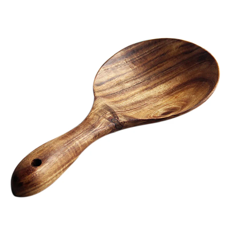 

RODE Teak Wood Spoon Natural Solid Wood Rice Spoon Wooden Rice Paddle Big Potato Serving Spoon Wooden Kitchen Utensils
