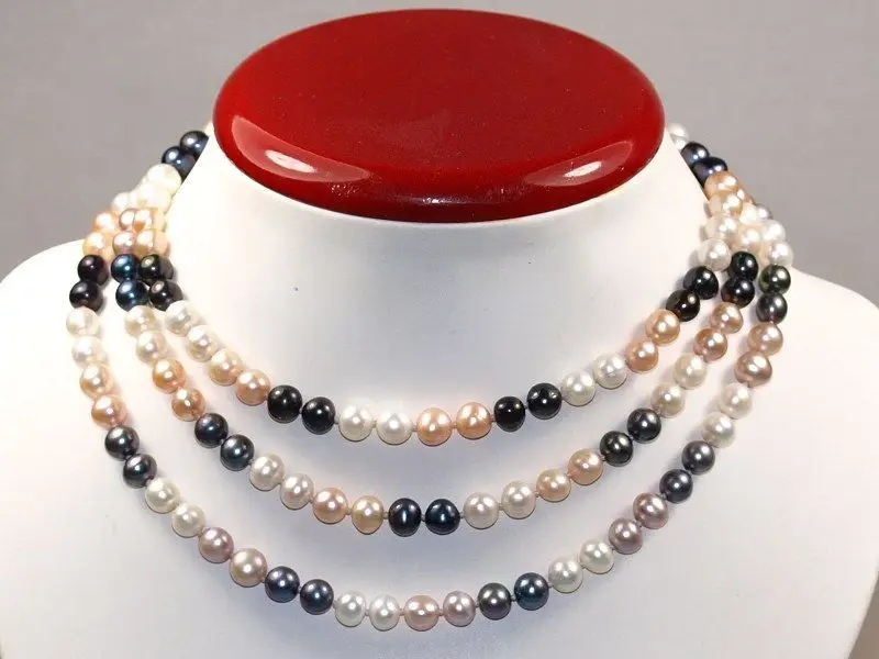 

Free shipping@@@@@ A8-9mm Multi-colored Natural Freshwater Cultured Pearl Neckl 6.07