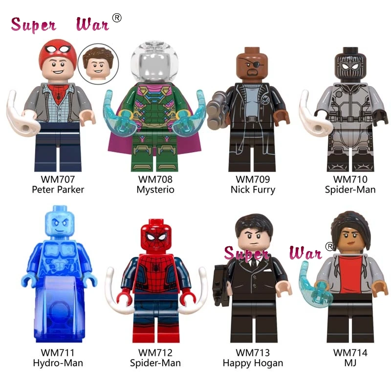 

50pcs Marvel Spider man Far from home Mysterio Happy Hogan Hydro Spiderman Nick Furry building block for children