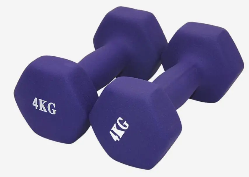 2*4 кг/шт шестигранные матовые гантели пластиковые погружающиеся в гантели фитнес-колокольчики специально для женщин Аэробика похудение - Цвет: Фиолетовый