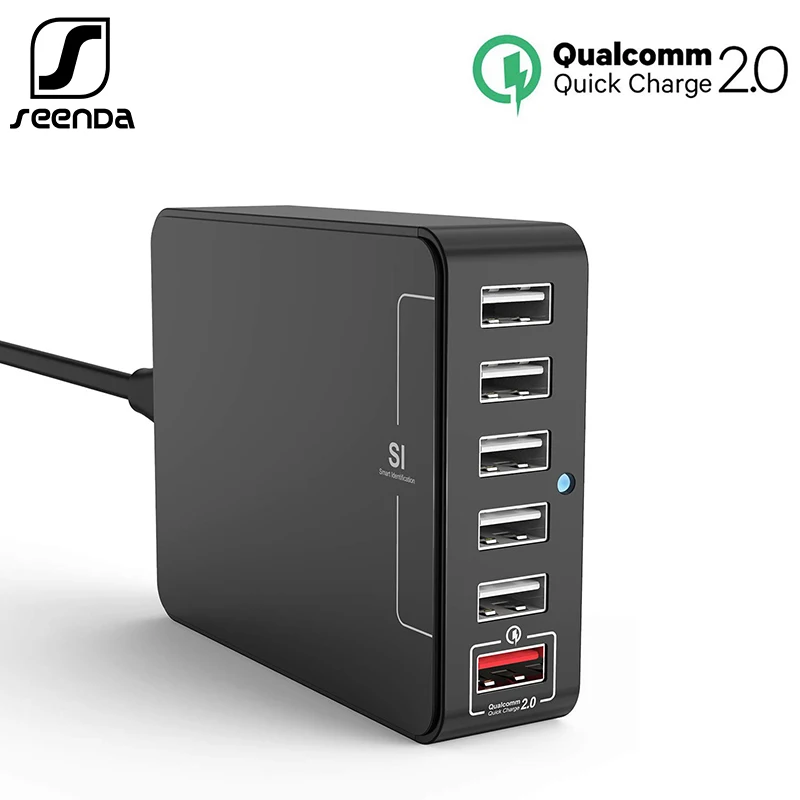 SeenDa QC2.0 быстрое зарядное устройство USB 35 Вт 6 портов зарядная станция для iPhone Samsung LG