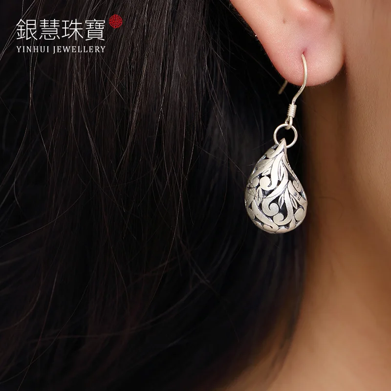 Изящный Серебряный ажурный узор ms han edition Национальный ветер восстанавливающий