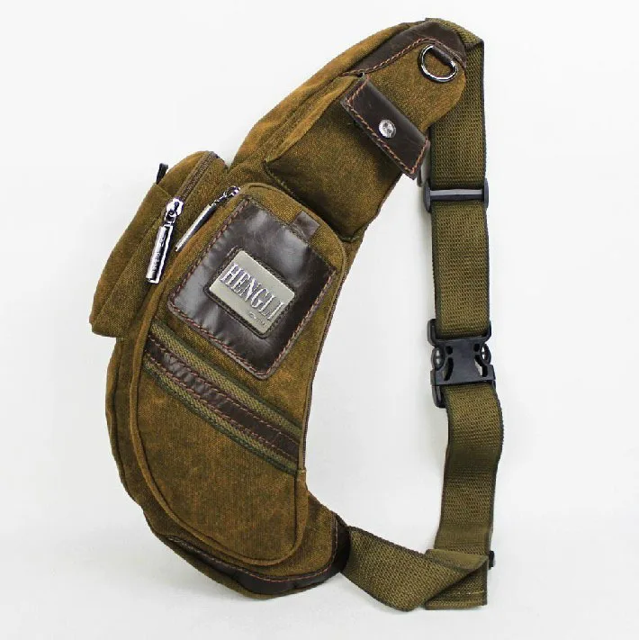 Free Shipping Casual Canvas Multi purpose Sports Chest Pack Sand