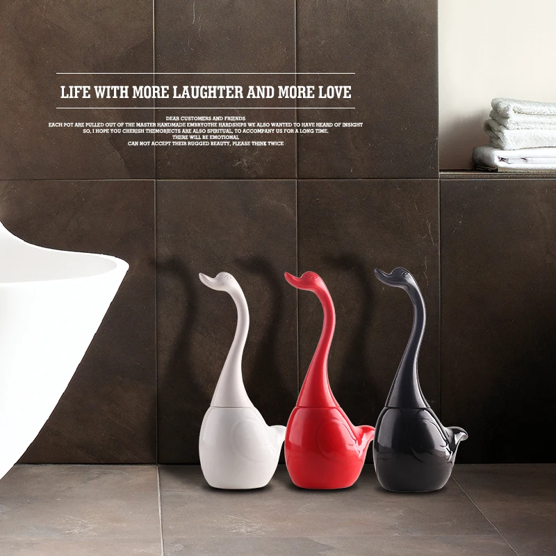 High quality Swan toilet brush holder Hot Sale ceramic Plastic Creative
