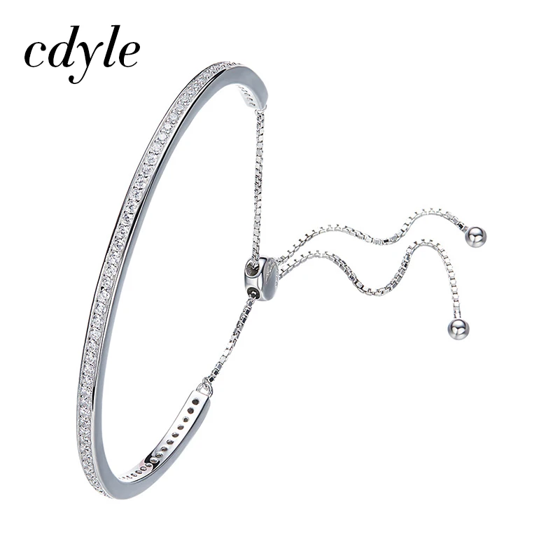 Cdyle рекомендуемый бренд предложения 925 стерлингового серебра сверкающая нить браслет для женщин звено Теннисный браслет из серебра, ювелирные украшения повязки на руку damen