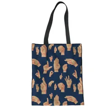 FORUDESIGNS Funny Pattern Reusable Grocery Bags Folding Shopping Cart Canvas Tote Student Storage Package Fashion Shoulder Bags