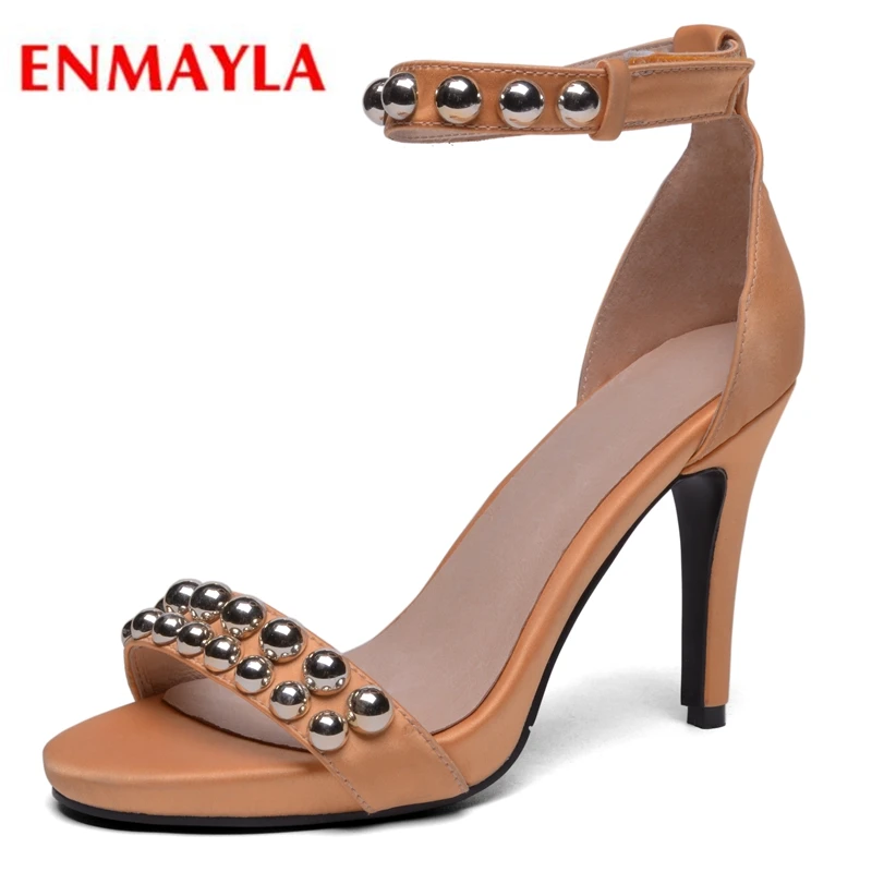 

ENMAYLA Basic Casual Womens Shoes Buckle Strap Woman Sandals 2019 Summer Fashion High Heel Women Sandals Size 34-39 LY1105