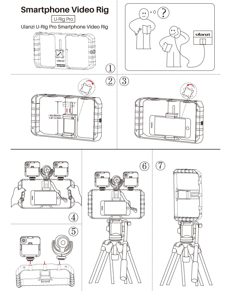 Ulanzi U Rig профессиональные для ручек Rig тройное крепление для горячего башмака видео стабилизатор Vlog Grip для iPhone Mobile Filmmaker для микрофона