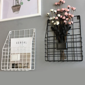 

Simple Iron Wall Mounted Hanging Rack Iron Magazine Storage Box Wall Hanging Newspaper Racks Storage Basket White/black