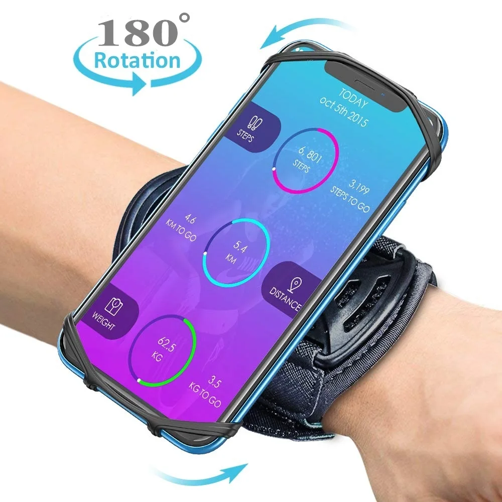 Браслет для бега держатель телефона для iPhone для samsung для huawei 180 ° вращающийся спортивный браслет для тренировки предплечья держатель для бега - Цвет: Black