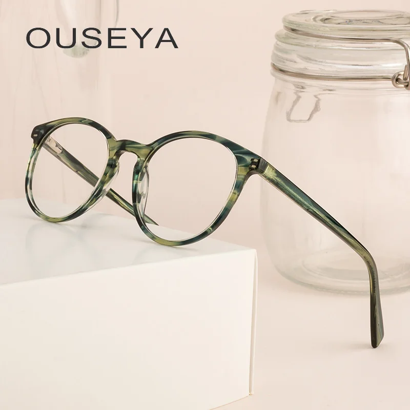 

Acetate Round Glasses Women Transparent Clear Fashion Decorative No Degree Lens Big Armacao De Eyeglasses For Women #CB5190