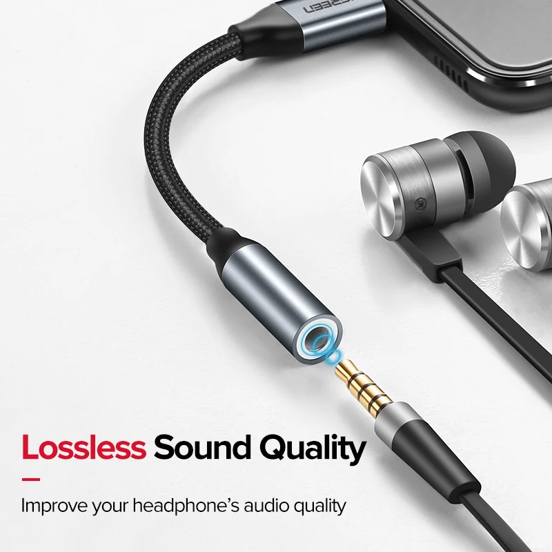 Ugreen Type c to 3.5mm Headphone jack 3.5 USB Adapter AUX For Huawei mate 20 10 P30 pro Xiaomi Mi 9 8 6 se Audio USB C Adapter