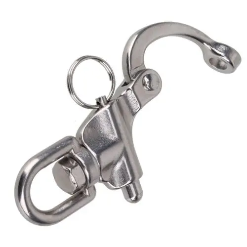 

Marine 304 Stainless Steel 87mm Swivel Jaw Snap Shackle Fixed Bail S-Ring Buckle