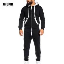 SHUJIN осенние мужские комбинезоны в стиле пэчворк, мужская спортивная одежда, повседневный спортивный костюм с капюшоном и карманами, Длинные Комбинезоны, Pantalon Hombre