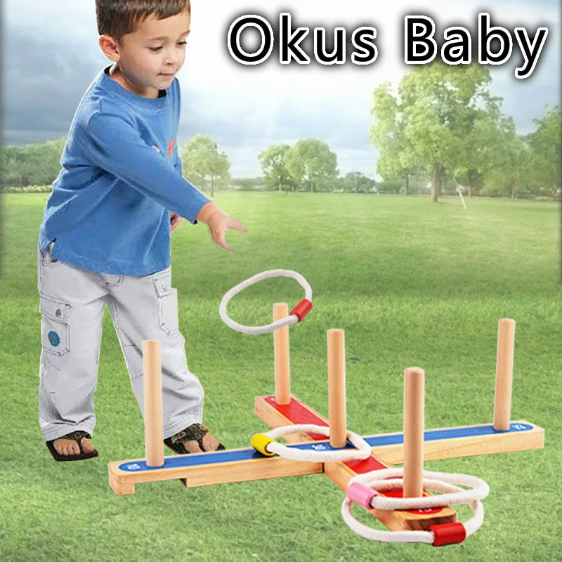 

2018 Newest Wooden Ring Toss stand pegs & hoops Outdoor garden game Family Fun affordable family summer play game toys super fun