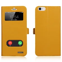 8 цвет натуральной коровьей кожи, чехол для iphone 6s 4.7 »view окно флип case для iphone6 внутренняя мягкая tpu магнитный закрыть бесплатная доставка