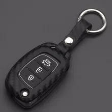 Carbon Fiber Silicone Key Case Key Cover keychain For Hyundai solaris Tucson Creta i10 i20 Elantra Verna