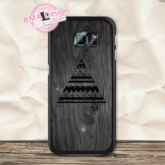 Племенной Черный треугольник из древесины чехол для Galaxy S9 S8 S7 S6 Edge Plus S5 активный S4