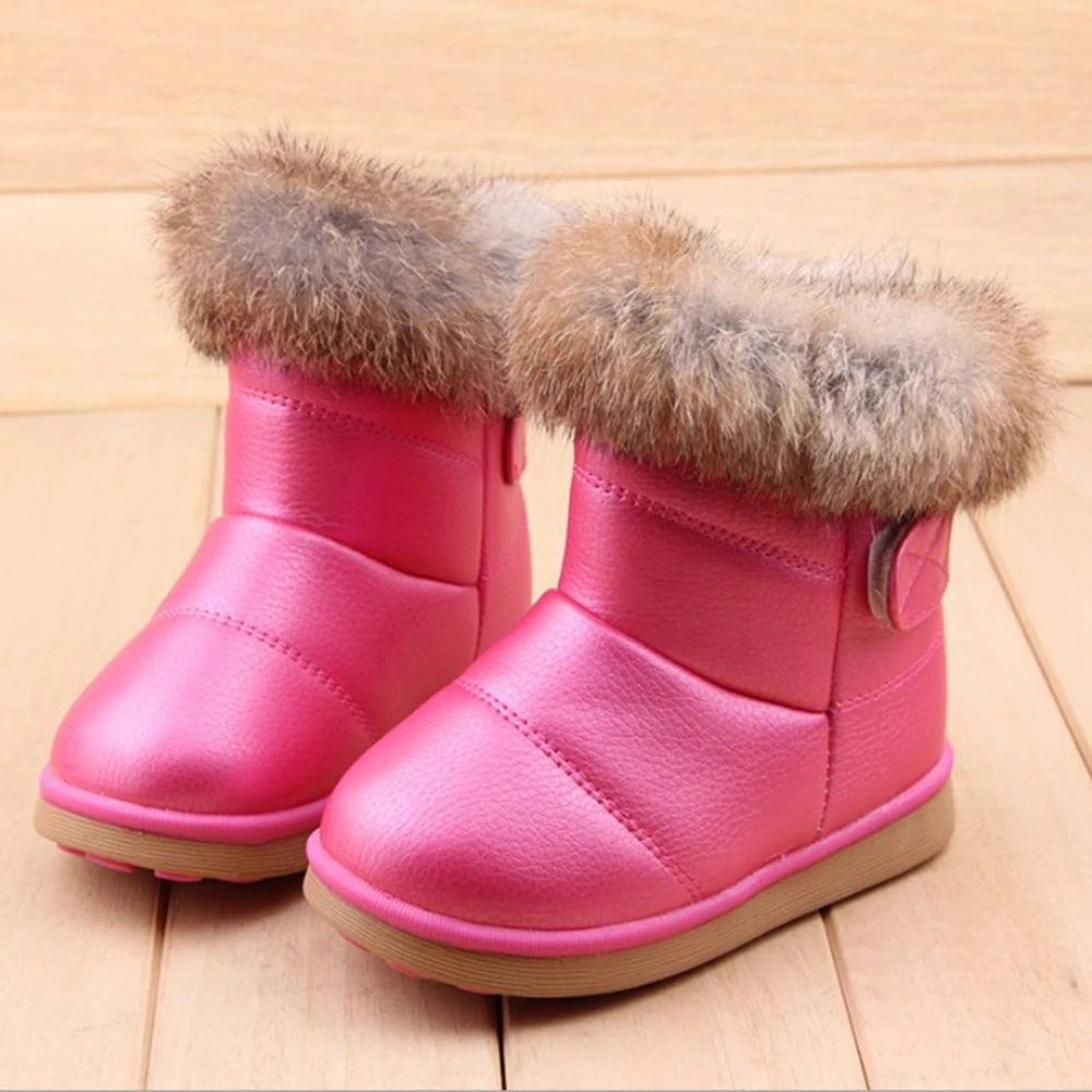 Gaorui/PU кожа для маленьких девочек теплые зимние сапоги дети плюшевые меховые пинетки теплые зимние ботинки мягкие резиновые Ботинки Мартин