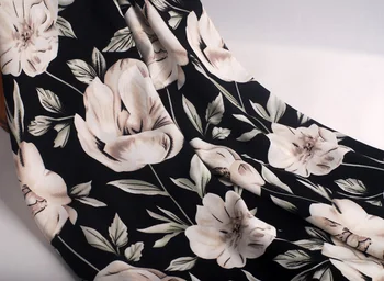 

free shipping Black white flower rayon summer pure cotton silk baby clothing fabric cool in summer cloth